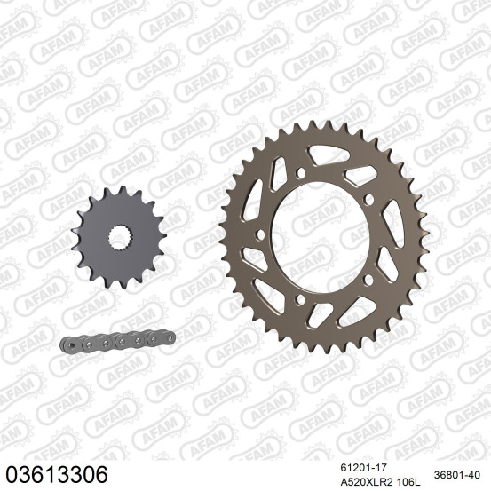 Kit chaine 520 AFAM - Couronne alu anti-boue - Type de chaine au choix - APRILIA 125 RS 2006-2012