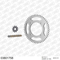 Kit chaine 420 AFAM - Couronne acier - Type de chaine au choix - BETA 50 RR ENDURO 2012-2017