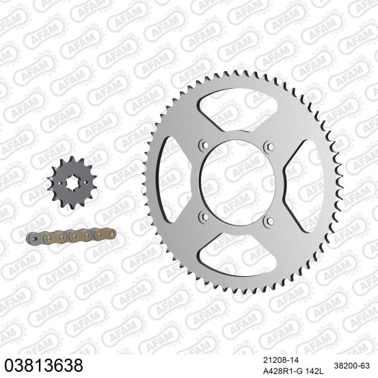 Kit chaine 428 AFAM - Couronne acier - Type de chaine au choix - BETA 125 RR MOTARD LC 2011-2020