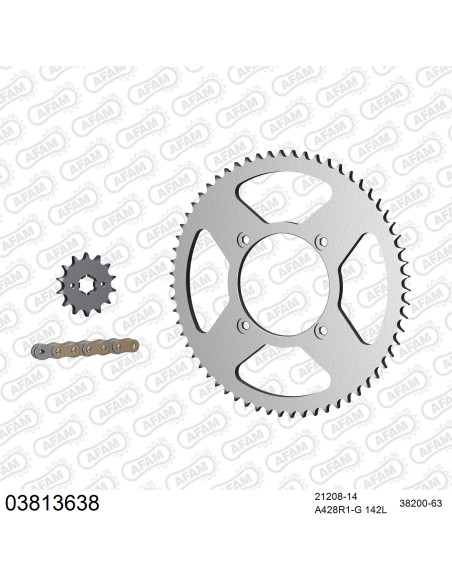 Kit chaine 428 AFAM - Couronne acier - Type de chaine au choix - BETA 125 RR MOTARD LC 2011-2020