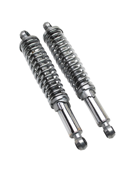 Amortisseur adaptable cyclomoteur réglable chromés (entraxe 330mm)