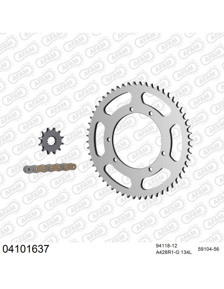 Kit chaine 428 AFAM - Couronne acier - Type de chaine au choix - SHERCO 50 SM 2002-2008