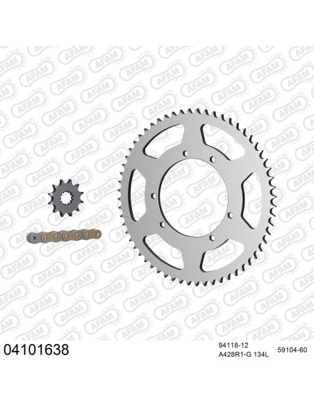 Kit chaine 428 AFAM - Couronne acier - Type de chaine au choix - SHERCO 50 SM 2008-2021