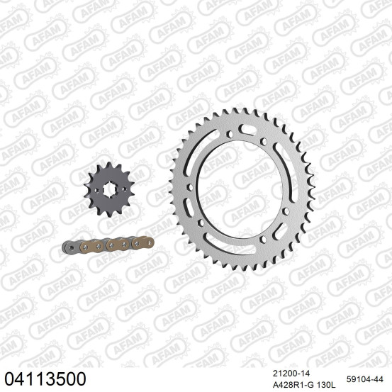 Kit chaine 428 AFAM - Couronne acier - Type de chaine au choix - BULTACO SHERCO 125 CITY CORP 2003-2006