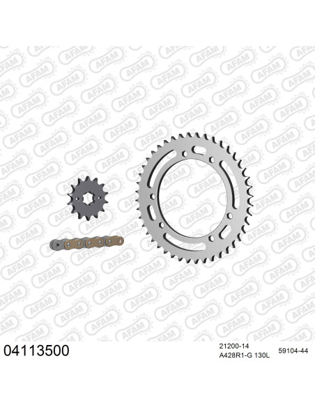 Kit chaine 428 AFAM - Couronne acier - Type de chaine au choix - BULTACO SHERCO 125 CITY CORP 2003-2006