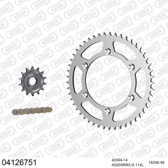 Kit chaine 520 AFAM - Couronne acier - Type de chaine au choix - SHERCO SE / SER 250 2014-2020