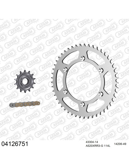 Kit chaine 520 AFAM - Couronne acier - Type de chaine au choix - SHERCO SE / SER 250 2014-2020