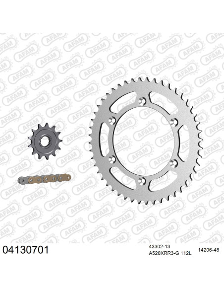 Kit chaine 520 AFAM - Couronne acier - Type de chaine au choix - SHERCO SFE 300 I 2010-2011