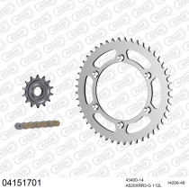 Kit chaine 520 AFAM - Couronne acier - Type de chaine au choix - SHERCO SEF 450 ENDURO 2004-2013