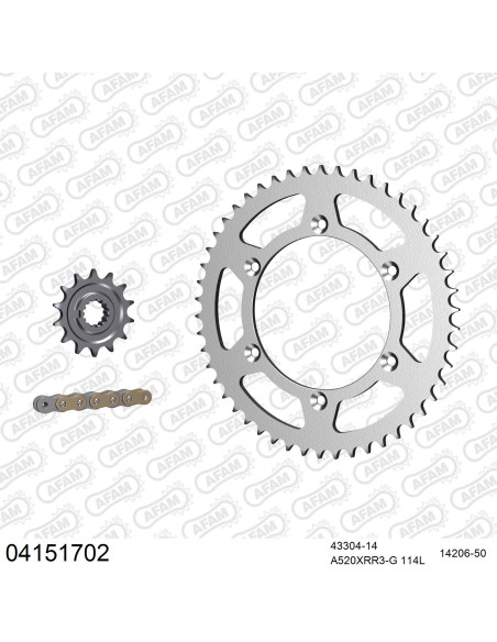 Kit chaine 520 AFAM - Couronne acier - Type de chaine au choix - SHERCO SE 450 FI 2015-2023