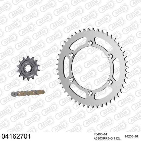 Kit chaine 520 AFAM - Couronne acier - Type de chaine au choix - SHERCO SEF 510 ENDURO 2006-2011