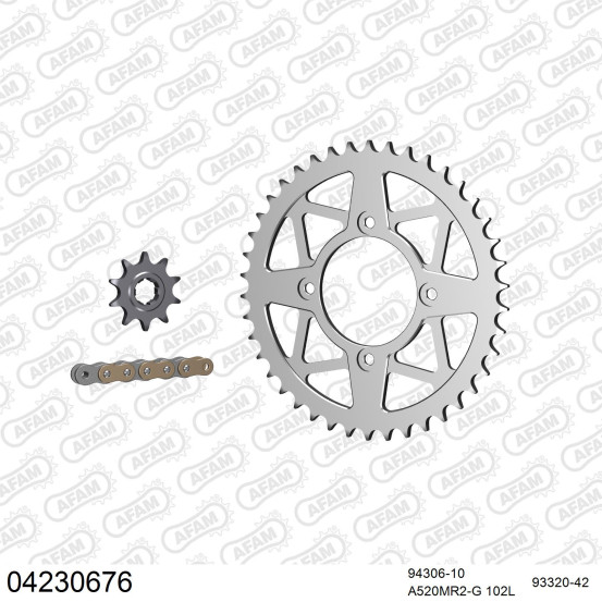 Kit chaine 520 AFAM - Couronne alu anti-boue - Type de chaine au choix - SHERCO 290 2.9 2002-2015