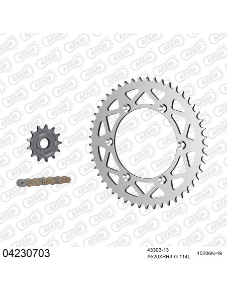 Kit chaine 520 AFAM - Couronne alu anti-boue - Type de chaine au choix - SHERCO SEF 300 I 2013-2015