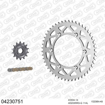 Kit chaine 520 AFAM - Couronne alu anti-boue - Type de chaine au choix - SHERCO SE / SER 300 2014-2020