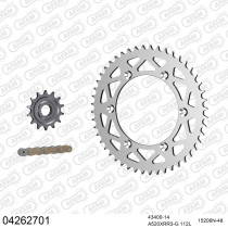 Kit chaine 520 AFAM - Couronne alu anti-boue - Type de chaine au choix - SHERCO SEF 510 ENDURO 2006-2011