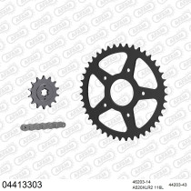 Kit chaine 520 AFAM - Couronne acier - Type de chaine au choix - CAGIVA 125 MITO 1990-1992