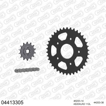 Kit chaine 520 AFAM - Couronne acier - Type de chaine au choix - CAGIVA 125 MITO 2000-2003