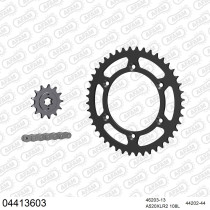 Kit chaine 520 AFAM - Couronne acier - Type de chaine au choix - CAGIVA 125 K7 1989-1992