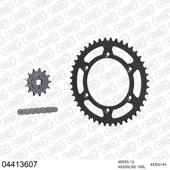 Kit chaine 520 AFAM - Couronne acier - Type de chaine au choix - CAGIVA 125 W8 1992-1995