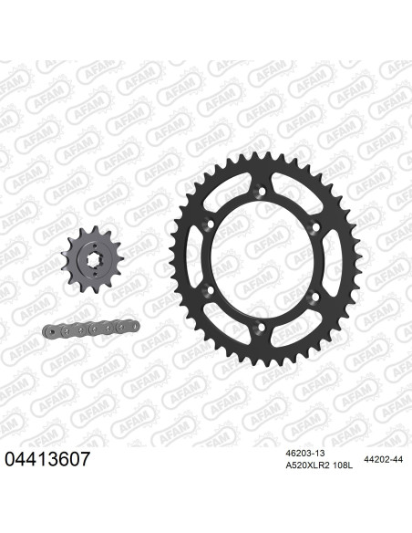 Kit chaine 520 AFAM - Couronne acier - Type de chaine au choix - CAGIVA 125 W8 1992-1995