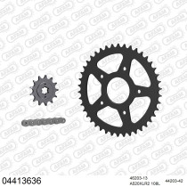 Kit chaine 520 AFAM - Couronne acier - Type de chaine au choix - CAGIVA 125 SUPER CITY 1991-2000