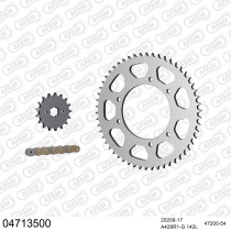 Kit chaine 428 AFAM - Couronne acier - Type de chaine au choix - DERBI 125 TRAIL 4T 2004-2005