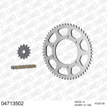 Kit chaine 428 AFAM - Couronne acier - Type de chaine au choix - DERBI SENDA DRD 125 R 2010-2013
