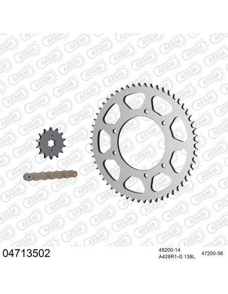Kit chaine 428 AFAM - Couronne acier - Type de chaine au choix - DERBI SENDA DRD 125 R 2010-2013