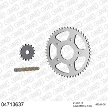 Kit chaine 428 AFAM - Couronne acier - Type de chaine au choix - DERBI 125 GPR NUDE 2004-2008