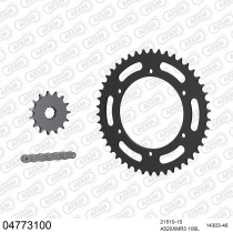 Kit chaine 520 AFAM - Couronne acier - Type de chaine au choix - DERBI 649 MULHACEN 2006-2008