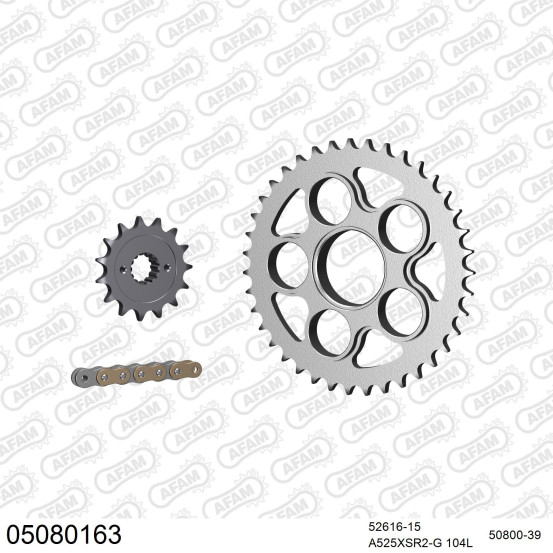 Kit chaine 525 AFAM - Couronne acier - Type de chaine au choix - DUCATI 796 MONSTER 2010-2014