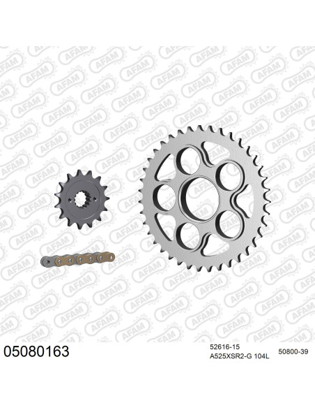 Kit chaine 525 AFAM - Couronne acier - Type de chaine au choix - DUCATI 796 MONSTER 2010-2014