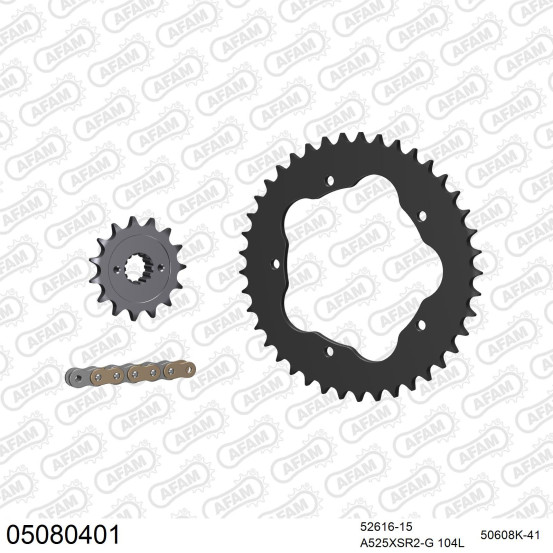 Kit chaine 525 AFAM - Couronne acier - Type de chaine au choix - DUCATI 796 HYPERMOTARD 2010-2012