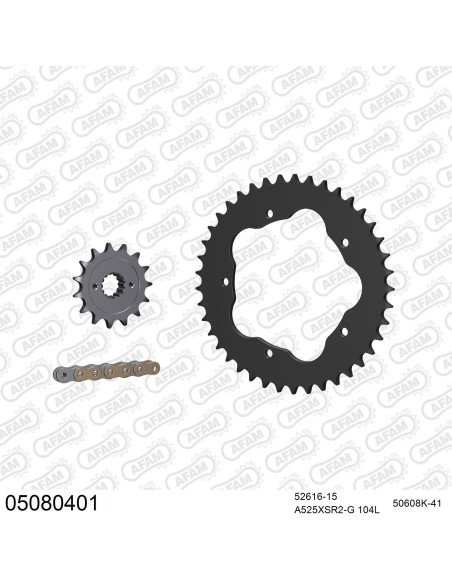 Kit chaine 525 AFAM - Couronne acier - Type de chaine au choix - DUCATI 796 HYPERMOTARD 2010-2012
