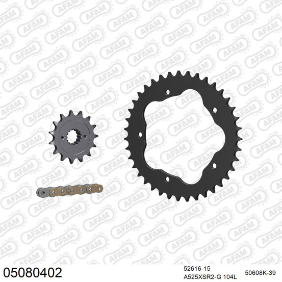 Kit chaine 525 AFAM - Couronne acier - Type de chaine au choix - DUCATI 796 MONSTER 2010-2014