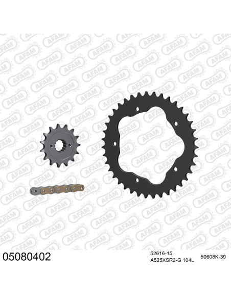 Kit chaine 525 AFAM - Couronne acier - Type de chaine au choix - DUCATI 796 MONSTER 2010-2014