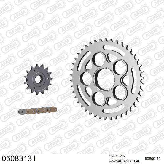 Kit chaine 525 AFAM - Couronne acier - Type de chaine au choix - DUCATI 848 STREETFIGHTER 2011-2015