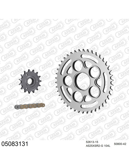Kit chaine 525 AFAM - Couronne acier - Type de chaine au choix - DUCATI 848 STREETFIGHTER 2011-2015