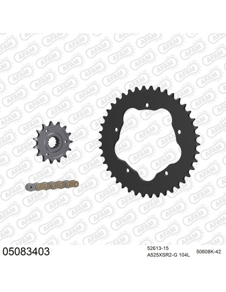 Kit chaine 525 AFAM - Couronne acier - Type de chaine au choix - DUCATI 848 STREETFIGHTER 2011-2015