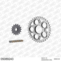 Kit chaine 525 AFAM - Couronne acier - Type de chaine au choix - DUCATI 996 R-RII 2001