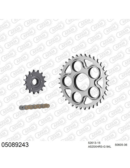 Kit chaine 525 AFAM - Couronne acier - Type de chaine au choix - DUCATI 996 R-RII 2001