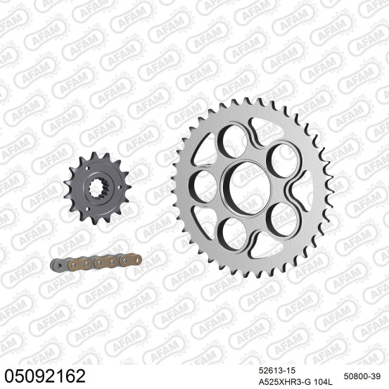 Kit chaine 525 AFAM - Couronne acier - Type de chaine au choix - DUCATI 1100 MONSTER EVO 2011-2013