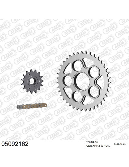 Kit chaine 525 AFAM - Couronne acier - Type de chaine au choix - DUCATI 1100 MONSTER EVO 2011-2013