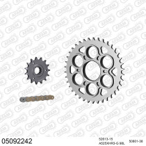 Kit chaine 525 AFAM - Couronne acier - Type de chaine au choix - DUCATI 1098 STRADA 2007-2009