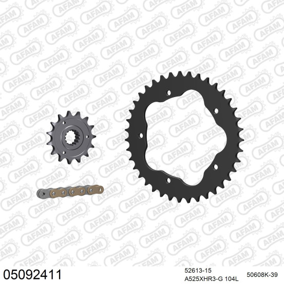 Kit chaine 525 AFAM - Couronne acier - Type de chaine au choix - DUCATI 1100 MONST EVO 2011-2013