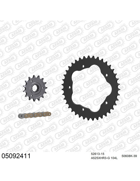 Kit chaine 525 AFAM - Couronne acier - Type de chaine au choix - DUCATI 1100 MONST EVO 2011-2013
