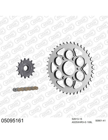 Kit chaine 525 AFAM - Couronne acier - Type de chaine au choix - DUCATI 1200 S MONSTER 2014-2016