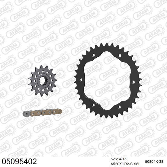 Kit chaine 520 AFAM - Couronne acier - Type de chaine au choix - DUCATI 1198 S / R 2009-2011