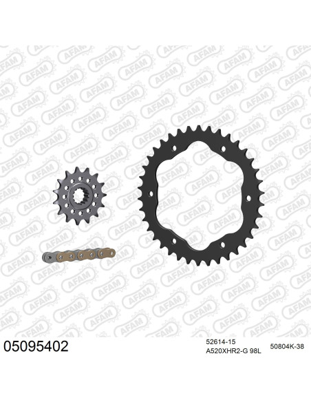 Kit chaine 520 AFAM - Couronne acier - Type de chaine au choix - DUCATI 1198 S / R 2009-2011