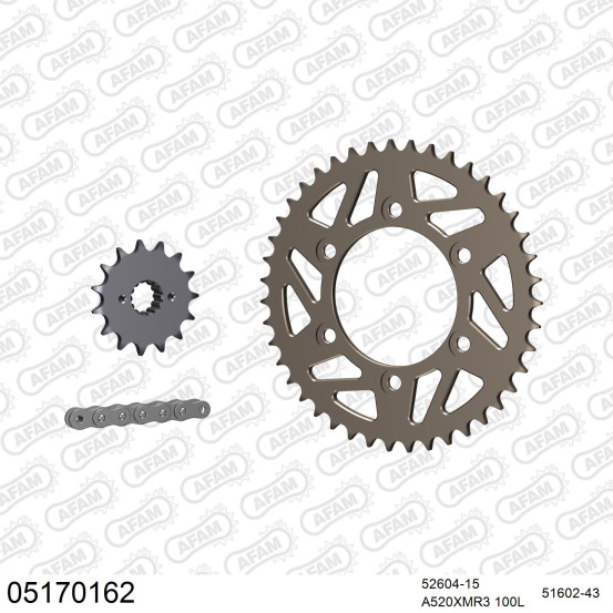 Kit chaine 520 AFAM - Couronne alu anti-boue - Type de chaine au choix - DUCATI 600 MONSTER 1995-1997